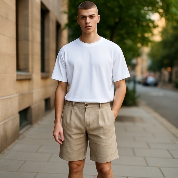 Jos. A. Bank 100% Linen Shorts – Men’s 40 Beige Pleated Summer - Picture 6 of 7